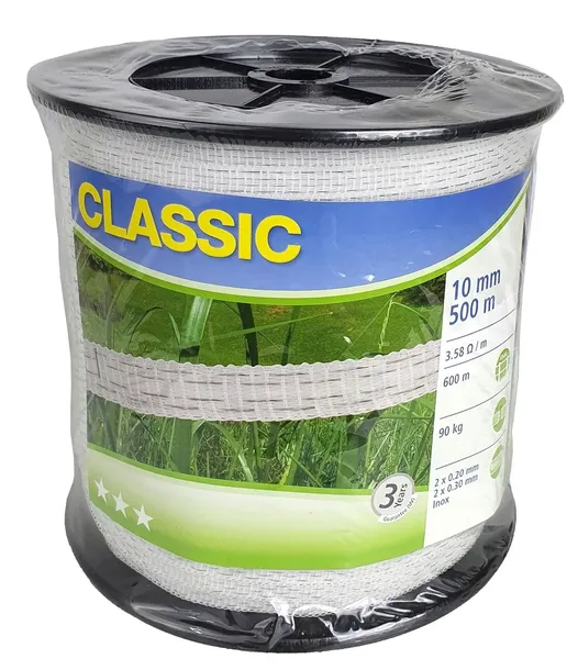 TAŚMA OGRODZENIOWA CLASSIC 500m x 10mm BIAŁA KERBL