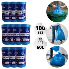10xdikpak-worki-na-smieci-60l-wiazane-niebieski-100-szt