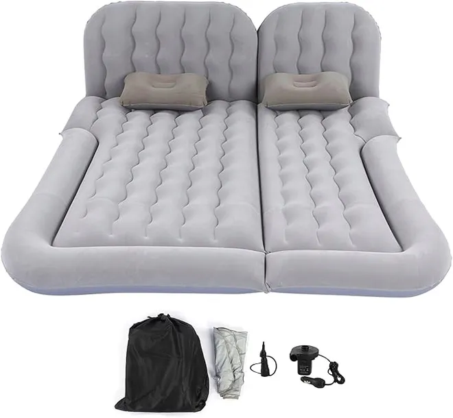 MATERAC Samochodowy XXL 184x122cm do SUV Łóżko Do Auta + POMPKA Szary