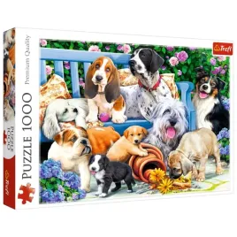 puzzle-1000-psy-w-ogrodzie-trefl-10556