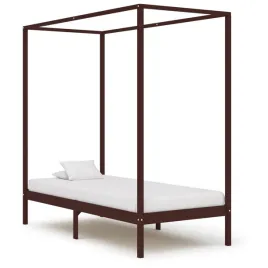 vidaxl-rama-lozka-z-baldachimem-ciemnobrazowa-lita-sosna-100x200-cm