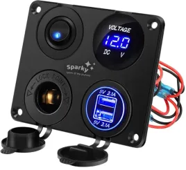 gniazdo-zapalniczki-12v-24v-rozdzielacz-usb-woltomierz-usb-panel-4-kable