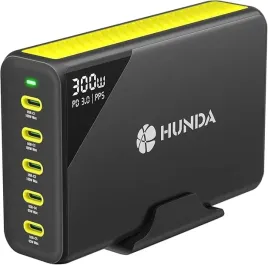 ladowarka-usb-c-300w-5-portowa-gan-pd-hunda-stacja-ladujaca