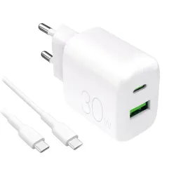 ladowarka-sieciowa-usb-a-usb-c-z-kablem-usb-c-30w-1-2m-biala-puro
