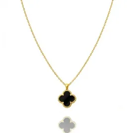 naszyjnik-stal-szlachetna-pozlacana-14k-zlotem-koniczynka-9mm-czarna-nst2