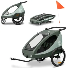 przyczepka-rowerowa-dwuosobowa-wozek-hauck-dryk-duo-plus-dark-green