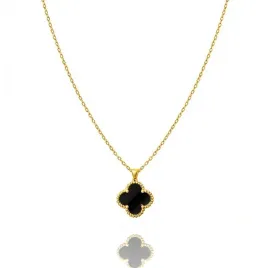 naszyjnik-stal-szlachetna-pozlacana-14k-zlotem-koniczynka-9mm-czarna-nst2
