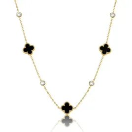 naszyjnik-stal-szlachetna-pozlacana-14k-zlotem-koniczynki-czarne-cyrkonie