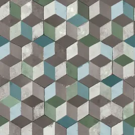 tapeta-zielone-szare-kostki-kwadraty-efekt-3d