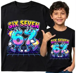 dziecieca-koszulka-czarna-122-t-shirt-six-seven-67-viral-tiktok-brainrot