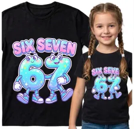 dziecieca-koszulka-czarna-146-t-shirt-six-seven-67-viral-tiktok-brainrot