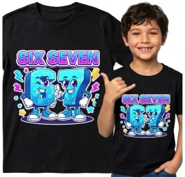 dziecieca-koszulka-czarna-116-t-shirt-six-seven-67-viral-tiktok-brainrot