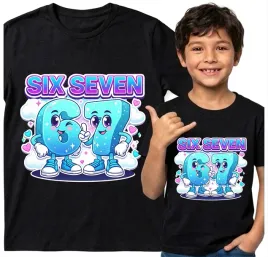 dziecieca-koszulka-czarna-116-t-shirt-six-seven-67-viral-tiktok-brainrot