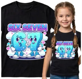 dziecieca-koszulka-czarna-122-t-shirt-six-seven-67-viral-tiktok-brainrot
