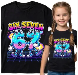 dziecieca-koszulka-czarna-134-t-shirt-six-seven-67-viral-tiktok-brainrot