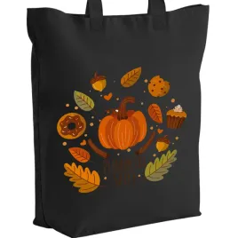 torba-bawelniana-czarna-na-zakupy-jesienne-wzory-pumpkin-spice
