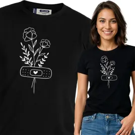 koszulka-damska-czarny-bawelna-t-shirt-l-nadruk-kwiatowe-wzory-motywy
