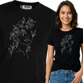 koszulka-damska-czarny-bawelna-t-shirt-xxl-nadruk-kwiatowe-wzory-motywy