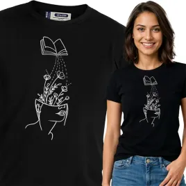 koszulka-damska-czarny-bawelna-t-shirt-xxl-nadruk-kwiatowe-wzory-motywy
