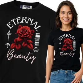 koszulka-damska-czarny-bawelna-t-shirt-xl-nadruk-wzory-kwiaty-top