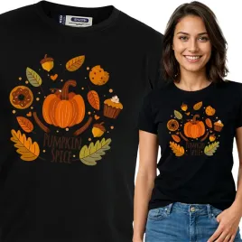 koszulka-damska-czarny-bawelna-t-shirt-xl-nadruk-jesienne-wzory-pumpkin