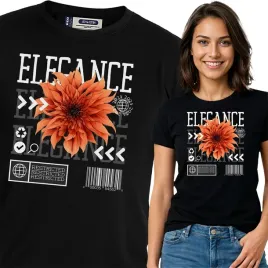 koszulka-damska-czarny-bawelna-t-shirt-m-nadruk-wzory-kwiaty-top