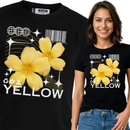 koszulka-damska-czarny-bawelna-t-shirt-l-nadruk-wzory-kwiaty-top