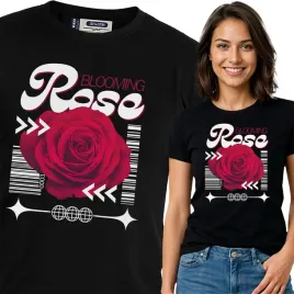 koszulka-damska-czarny-bawelna-t-shirt-xl-nadruk-wzory-kwiaty-top
