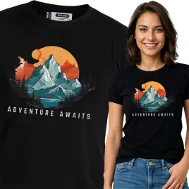 koszulka-damska-czarna-bawelna-t-shirt-m-nadruk-gory-kamping