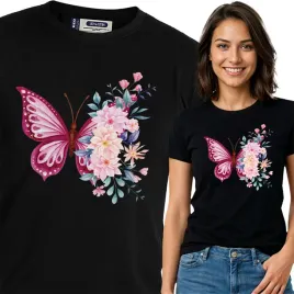 koszulka-damska-czarny-bawelna-t-shirt-m-nadruk-kwiatowe-wzory