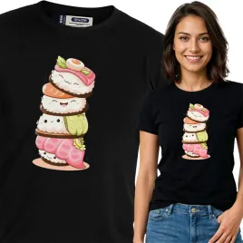 koszulka-damska-czarna-bawelna-t-shirt-s-nadruk-sushi