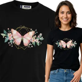 koszulka-damska-czarny-bawelna-t-shirt-xxl-nadruk-kwiatowe-wzory