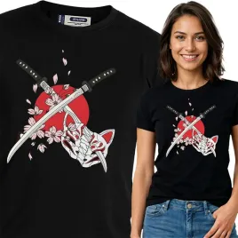 koszulka-damska-czarna-bawelna-t-shirt-m-nadruk-japonia
