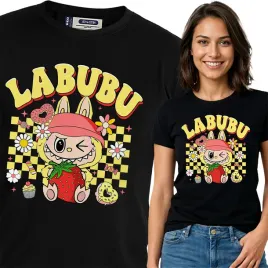 koszulka-damska-czarna-bawelna-t-shirt-xl-nadruk-wzory-labubu