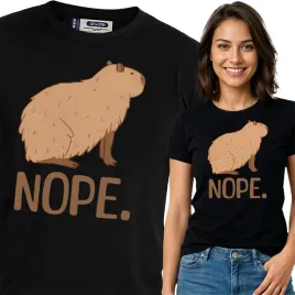 koszulka-damska-czarna-bawelna-t-shirt-m-nadruk-kapibara-capybara