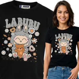 koszulka-damska-czarna-bawelna-t-shirt-xxl-nadruk-wzory-labubu