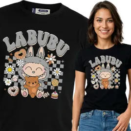 koszulka-damska-czarna-bawelna-t-shirt-xl-nadruk-wzory-labubu