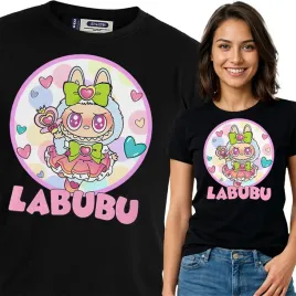 koszulka-damska-czarna-bawelna-t-shirt-s-nadruk-labubu