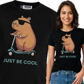 koszulka-damska-czarna-bawelna-t-shirt-s-nadruk-kapibara-capybara