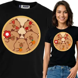 koszulka-damska-czarna-bawelna-t-shirt-m-nadruk-kapibara-capybara
