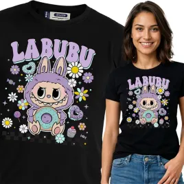 koszulka-damska-czarna-bawelna-t-shirt-l-nadruk-wzory-labubu