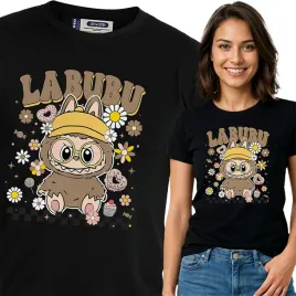 koszulka-damska-czarna-bawelna-t-shirt-l-nadruk-wzory-labubu