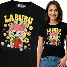 koszulka-damska-czarna-bawelna-t-shirt-l-nadruk-wzory-labubu