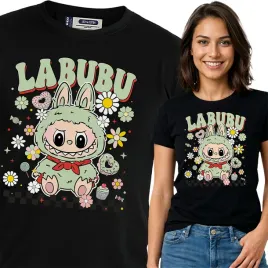 koszulka-damska-czarna-bawelna-t-shirt-m-nadruk-wzory-labubu
