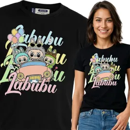 koszulka-damska-czarna-bawelna-t-shirt-s-nadruk-wzory-labubu