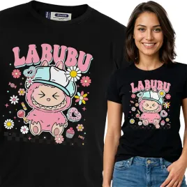 koszulka-damska-czarna-bawelna-t-shirt-xl-nadruk-wzory-labubu