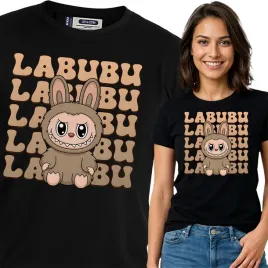 koszulka-damska-czarna-bawelna-t-shirt-m-nadruk-labubu