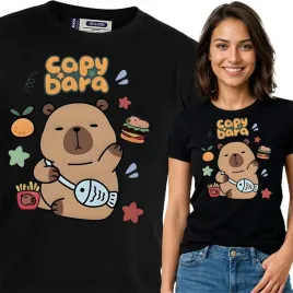 koszulka-damska-czarna-bawelna-t-shirt-xxl-nadruk-kapibara-capybara