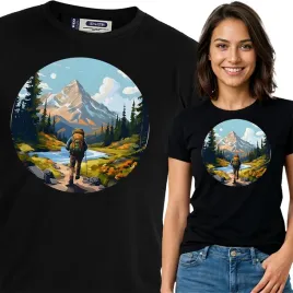 koszulka-damska-czarna-bawelna-t-shirt-s-nadruk-gory-kamping