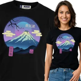 koszulka-damska-czarna-bawelna-t-shirt-m-nadruk-japonia